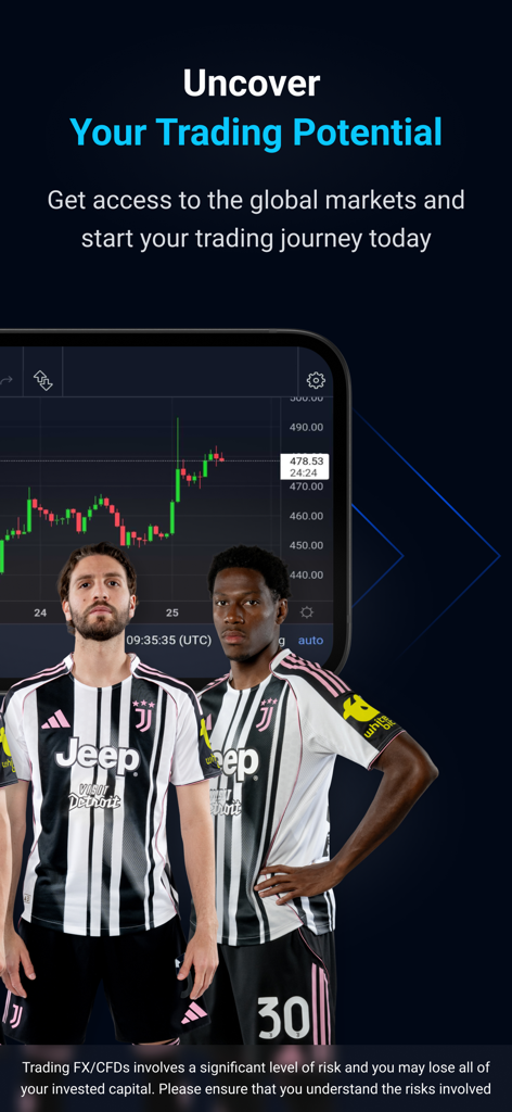 Xtrade Mobile-App zeigt Finanzhandelsdiagramme und Zugriff auf globale Märkte