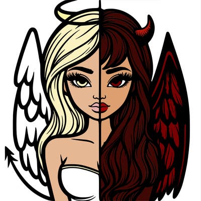 realistic angel half devil