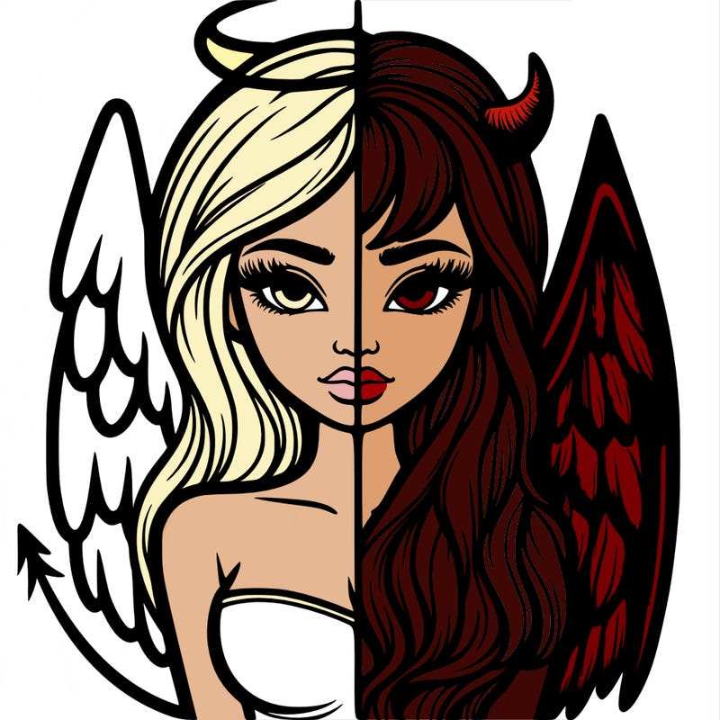 realistic angel half devil