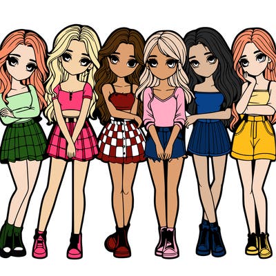 a group of girls realistic