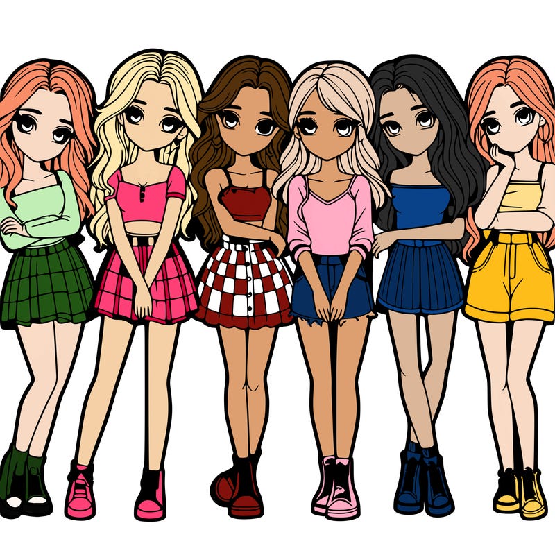 a group of girls realistic