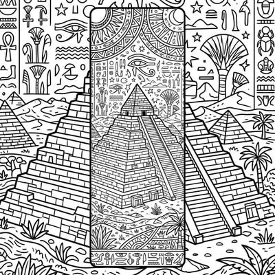 Unearth the mysteries of ancient Egypt with this unique step pyramid bookmark coloring page. Its intricate design, featuring detailed architecture and hieroglyphs, promises a captivating creative escape.