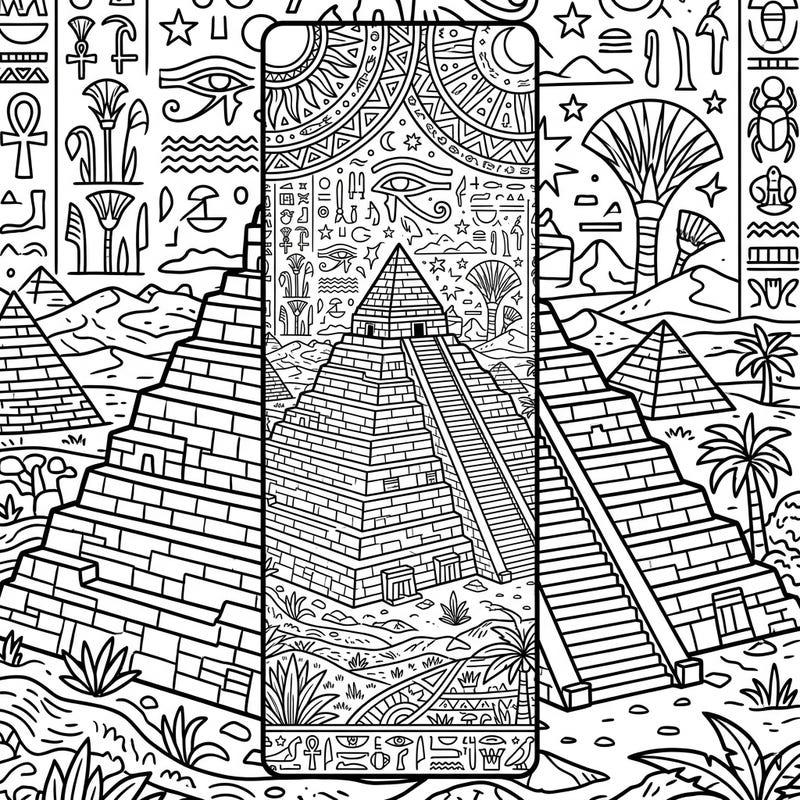 Unearth the mysteries of ancient Egypt with this unique step pyramid bookmark coloring page. Its intricate design, featuring detailed architecture and hieroglyphs, promises a captivating creative escape.
