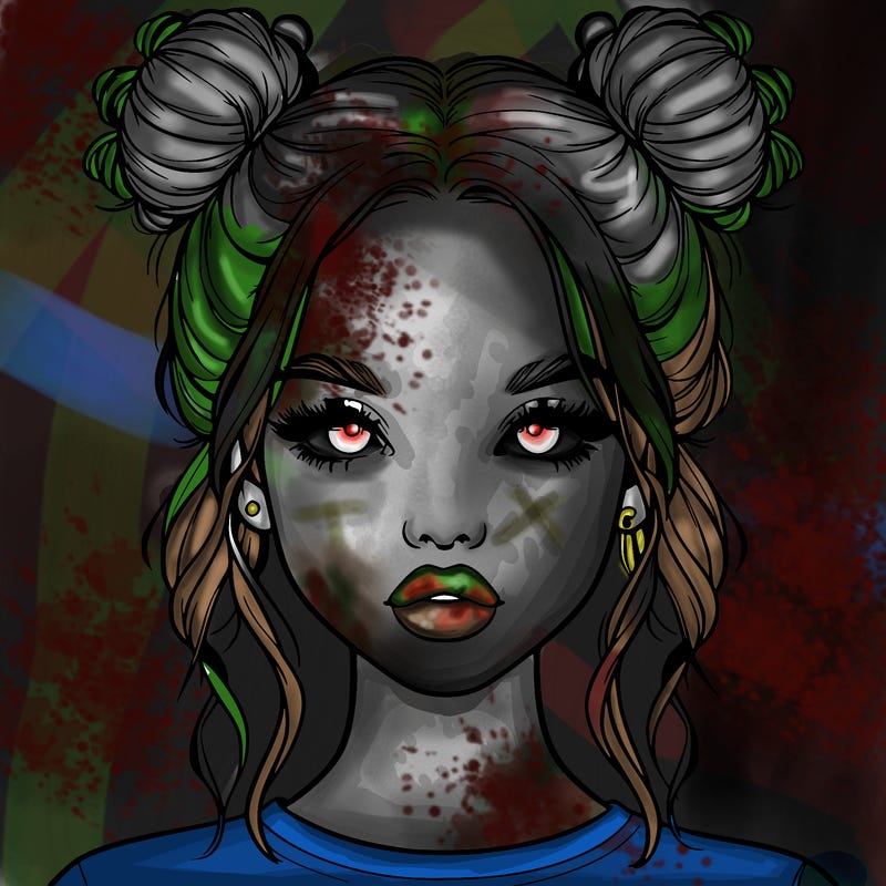 realistic girl with two buns in hair and lips