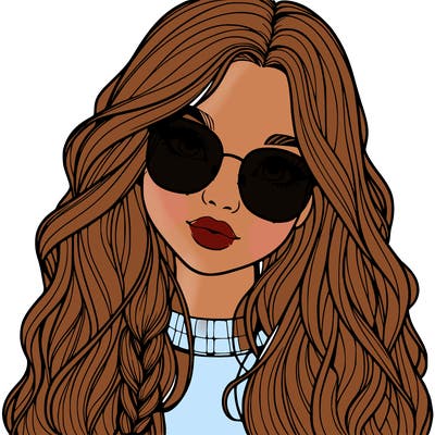 girl with long hair and freckles and glasses realistic