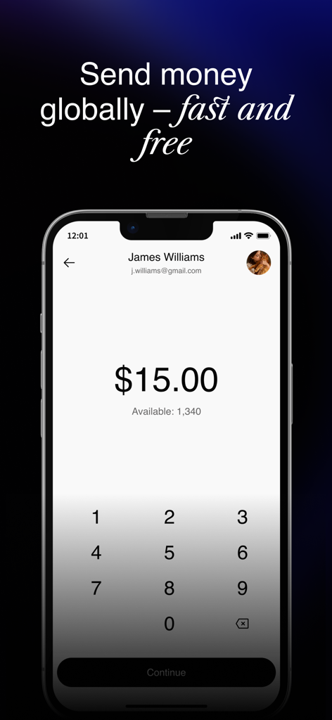 RIZON: Stablecoin Finance - Mobile app interface for sending money globally with RIZON showing a fifteen dollar transfer