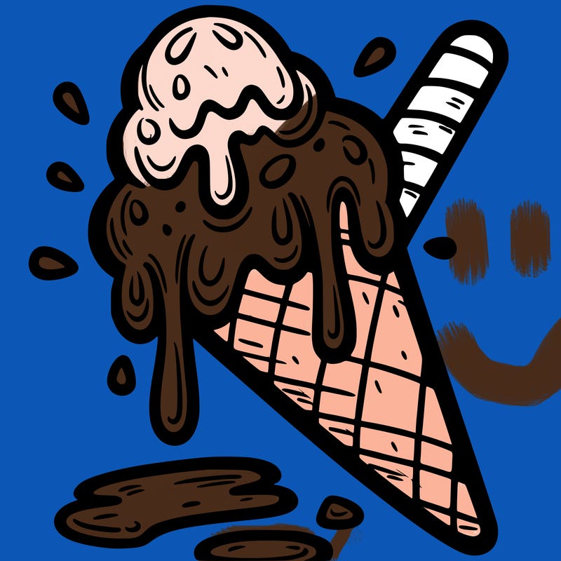 melting ice cream in a cone