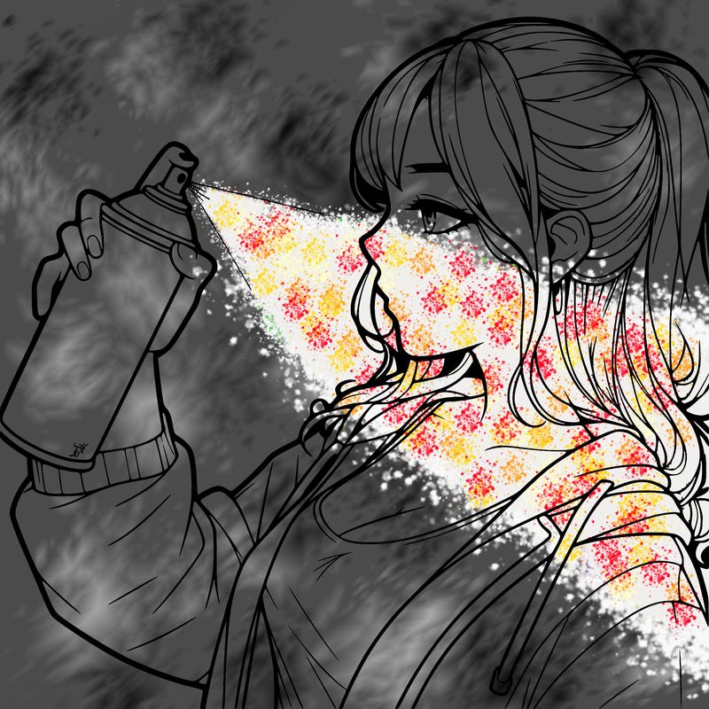 a realistic girl spray, painting