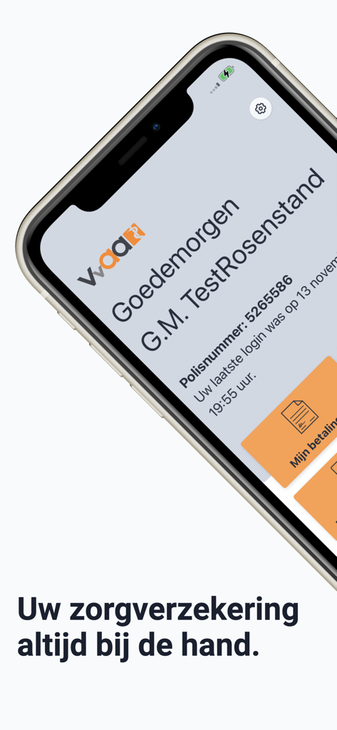 Home screen of the VvAA health insurance app for medical professionals