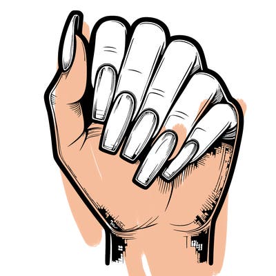 realistic hand with square nails