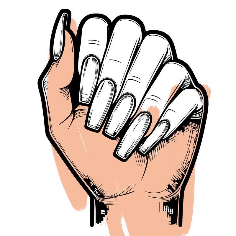 realistic hand with square nails