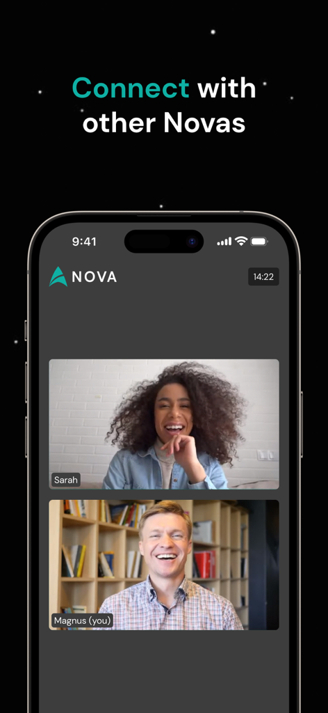 Nova Connect - Une session d'appel vidéo entre deux professionnels sur l'application Nova Connect.