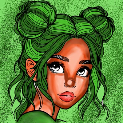 realistic girl with hair buns on her head