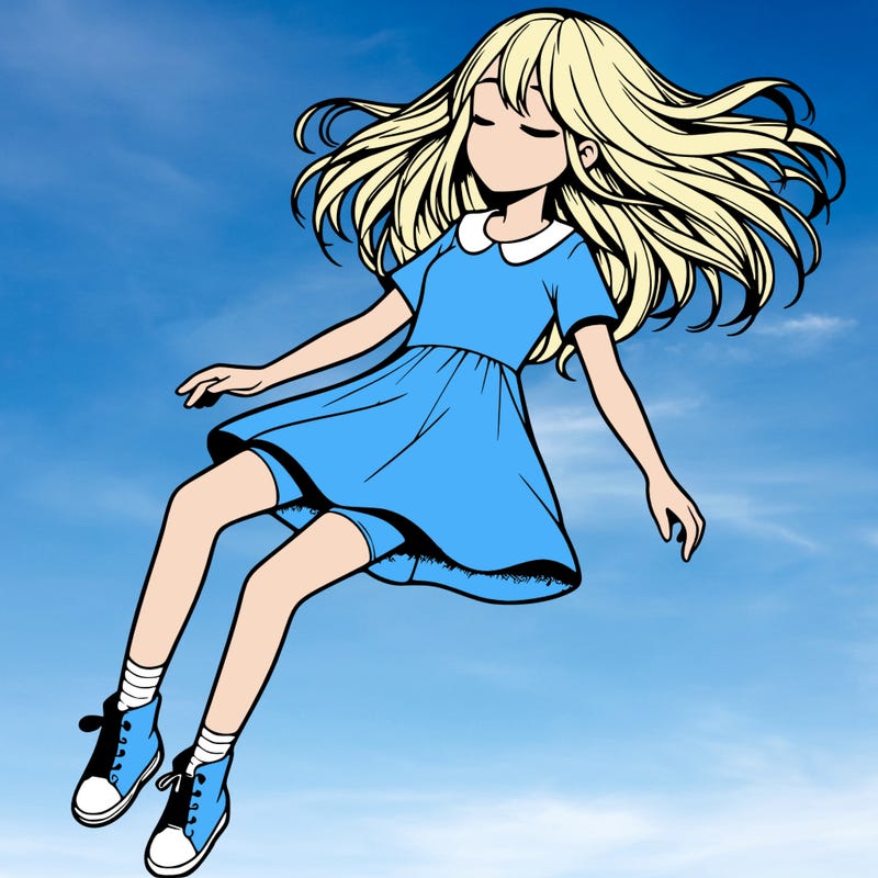 realistic girl floating