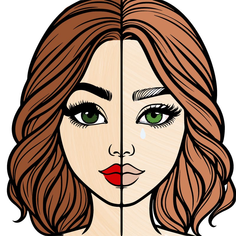 realistic girl split half