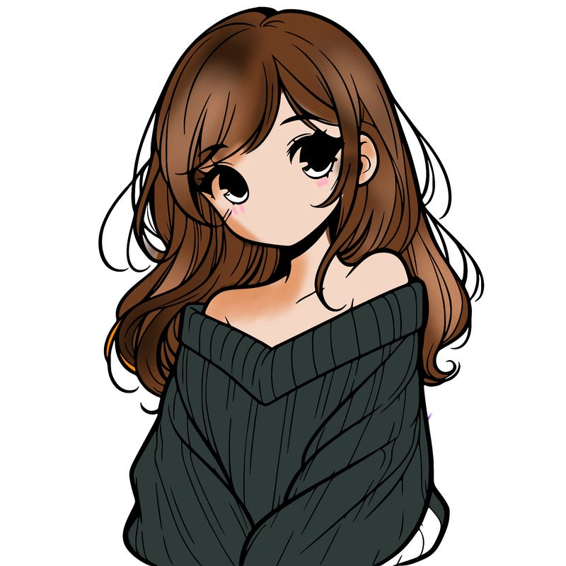 shy pretty girl wearing a sweater that is falling off one shoulder portrait
