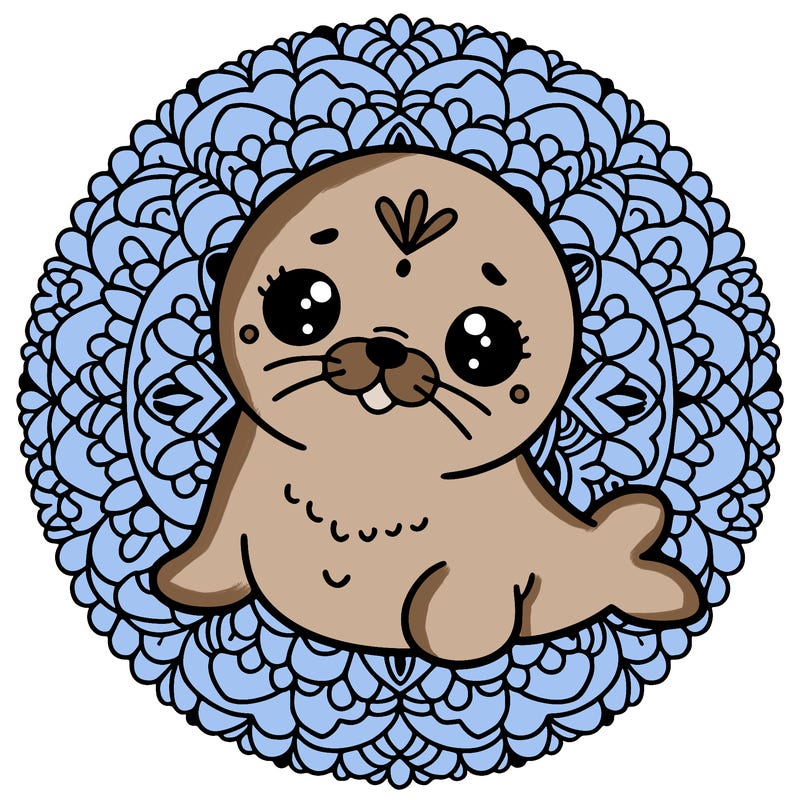 a cute baby seal mandala