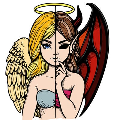 realistic angel half demon