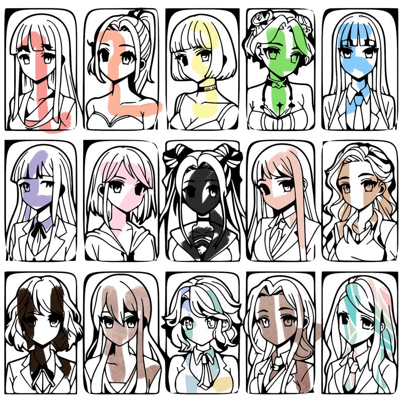 girls that look diffrent anime