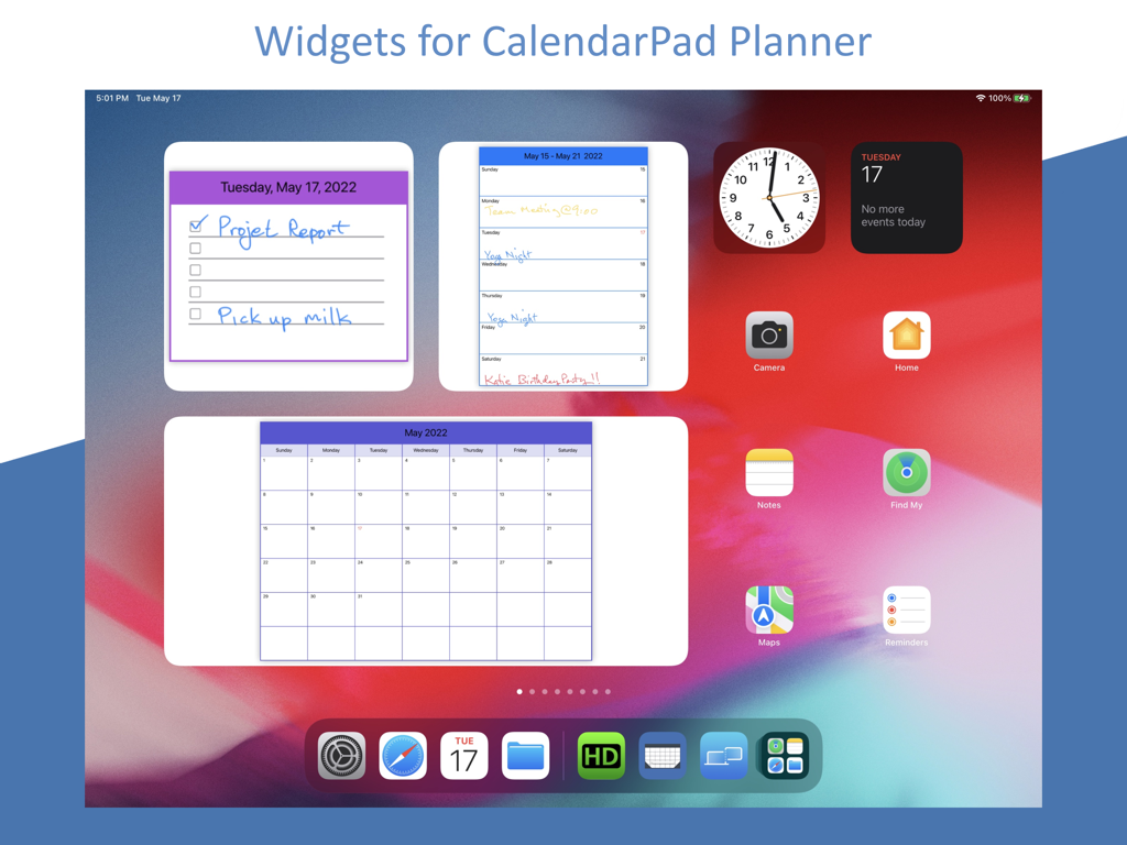 Pencil Calendar: CalendarPad - Handwritten calendar and to-do list widgets on an iPad home screen