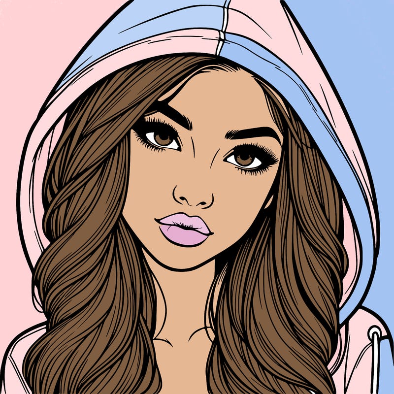 realistic beautiful girl with a hood on