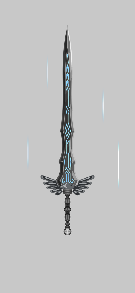 sword maker : Weapon Avatar - A custom dark fantasy sword with glowing blue runes and winged hilt design