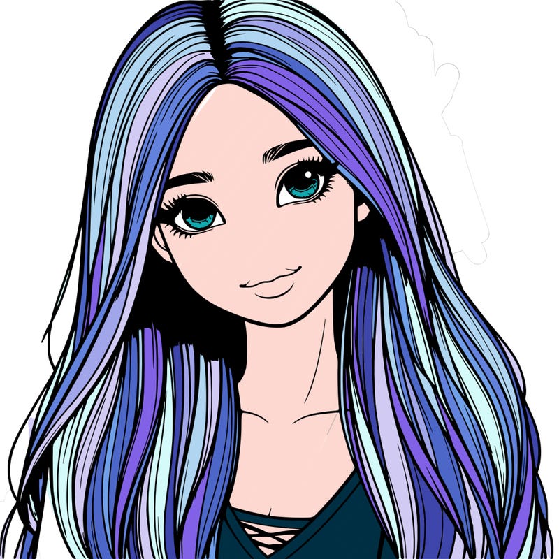 realistic girl with long hair