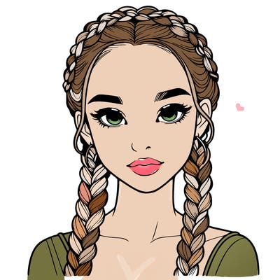 realistic girl with braids