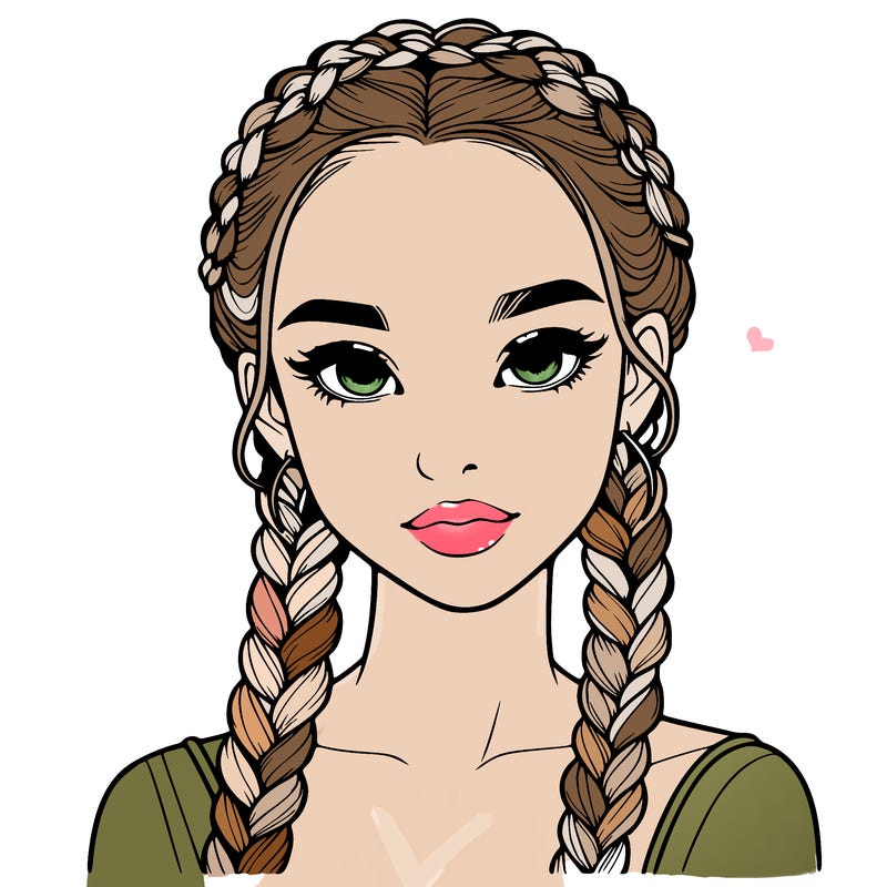 realistic girl with braids