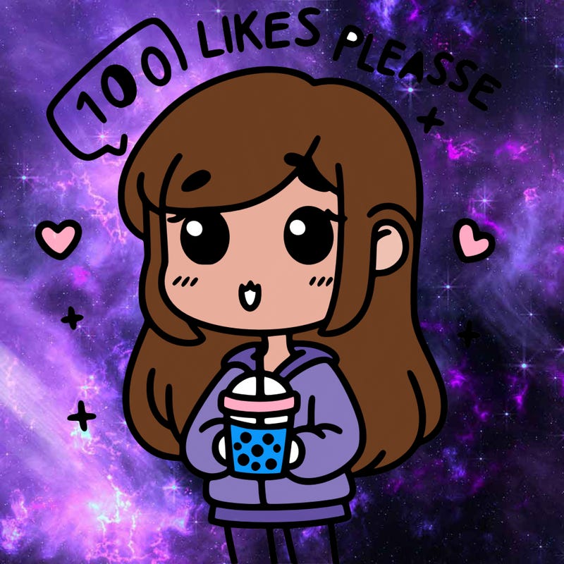 girl holding boba while saying 100 likes please