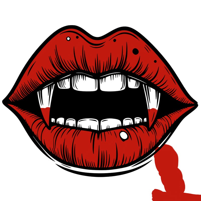 lips with vampire teeth