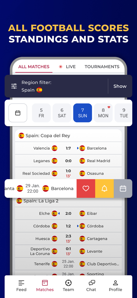 Barcelona Live - For Barca Fan - Football match scores and standings screen for Barcelona fans