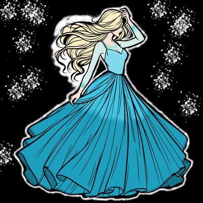 realistic woman with dress flowing in the wind