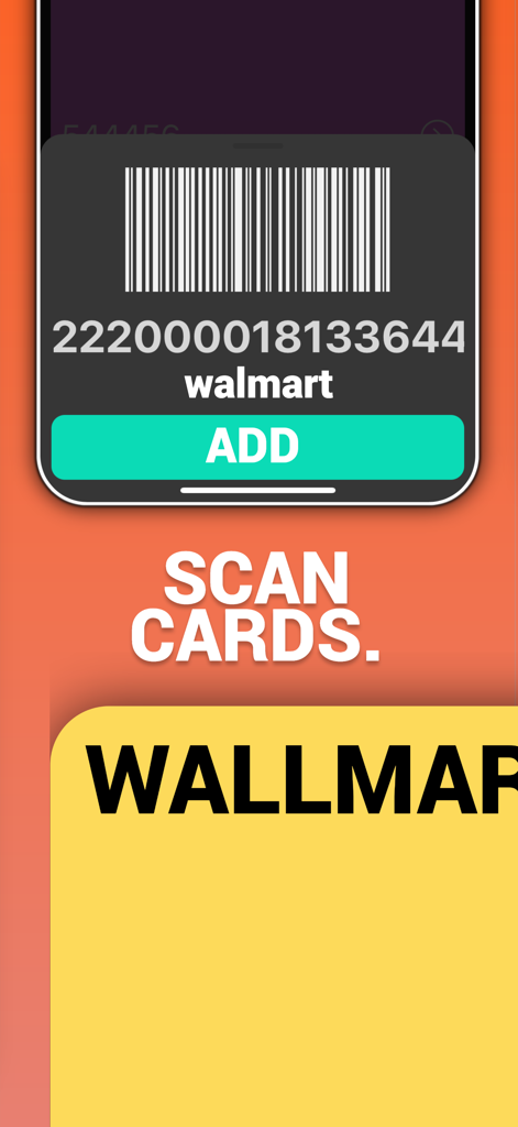 Scannen eines Walmart-Barcodes zum Hinzufügen einer Treuekarte in der Stocard-App