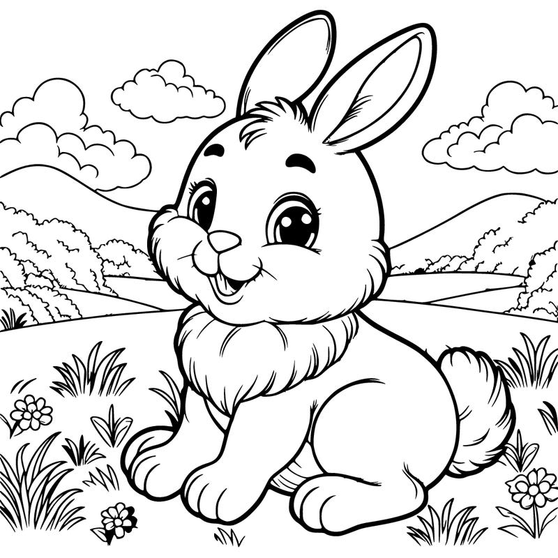 a detailed and realistic easter bunny on a field