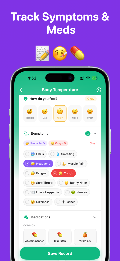 Body Temperature App Fever Log - Medical App | MWM