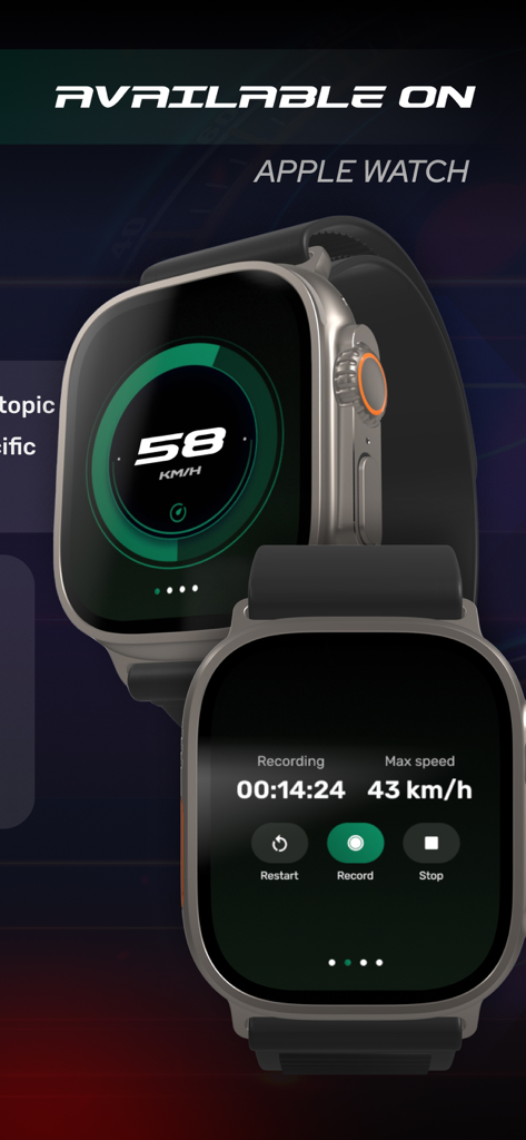 GPS Speedometer – MPH Tracker - Apple Watch上のGPSスピードメーターおよびMPHトラッカーインターフェース