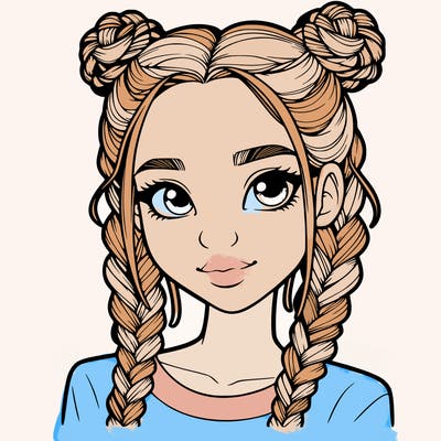 realistic girl with braids