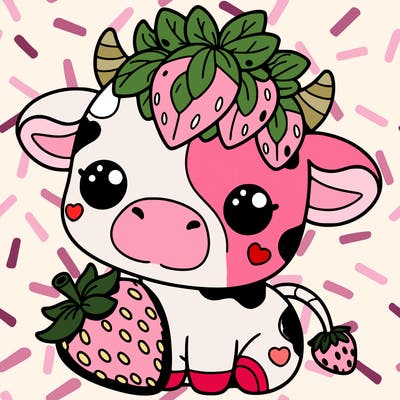 cute strawberry cow