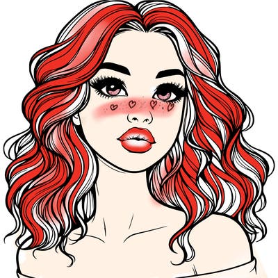 realistic girl with wavy hair and lips
