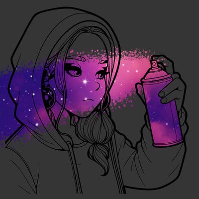 a realistic girl, spray painting