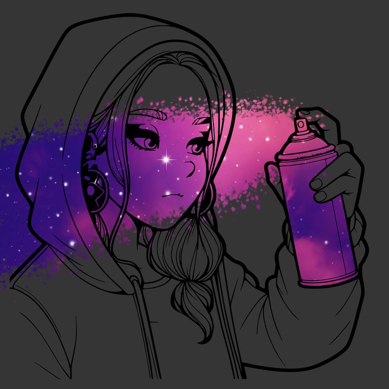 a realistic girl, spray painting