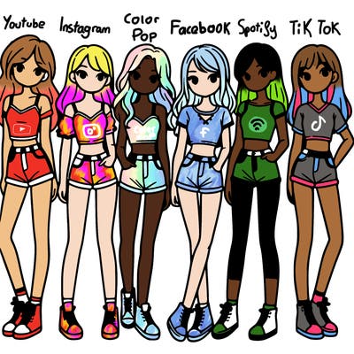 a group of girls wearing crop tops and shorts