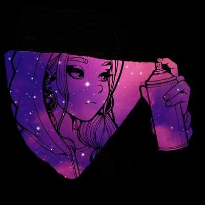 a realistic girl, spray painting