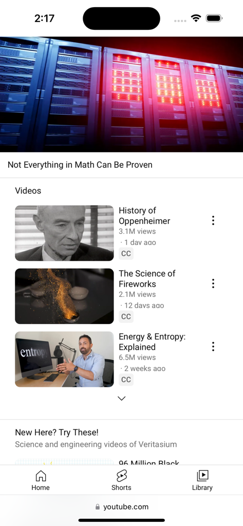 DeArrow for YouTube - Sitio web móvil de YouTube con miniaturas y títulos de video limpios proporcionados por la extensión DeArrow