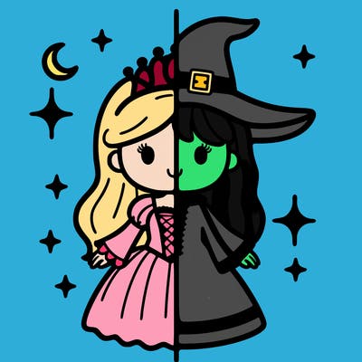 split princess and witch