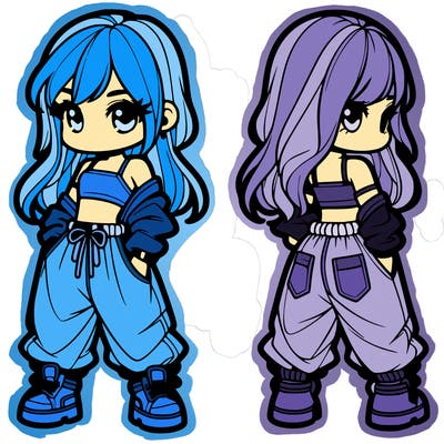 girl in crop top and baggy pants