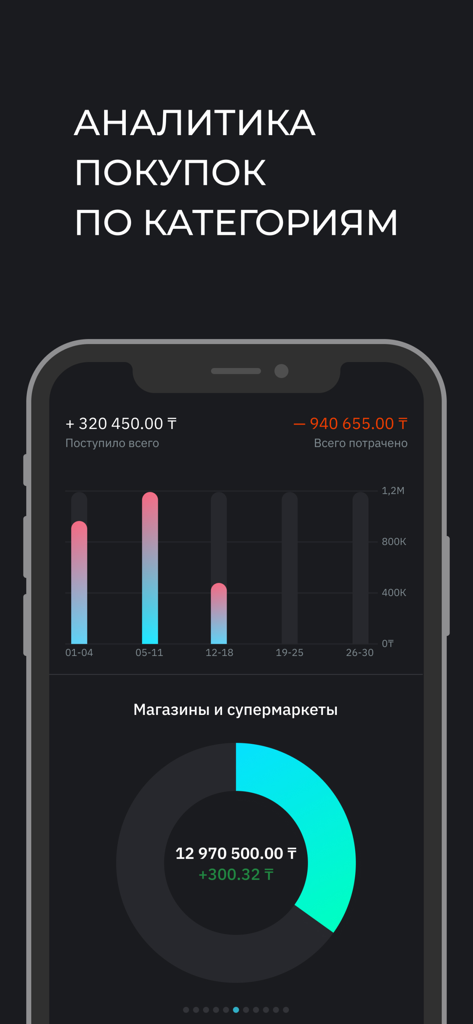 My RBK - My RBK app interface showing spending analytics by category with financial charts and transaction history