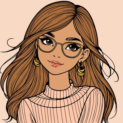 realistic girl with glasses