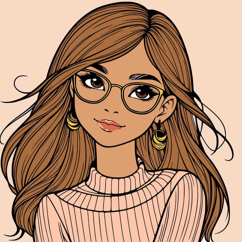 realistic girl with glasses
